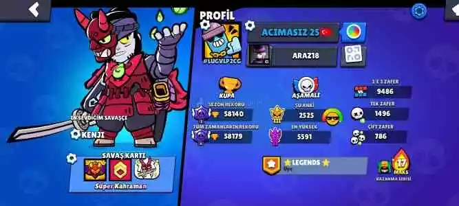 Brawl Stars Hesabıdır 58.140 Kupa Hesap Dop Dolu Bir Hesap