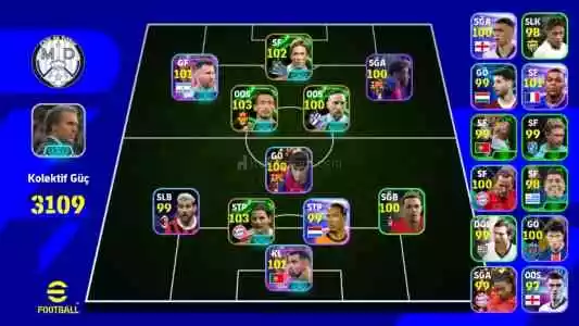 Efootball 2025 mobile 3109 kolektif güç hesap menajer beckanbauer