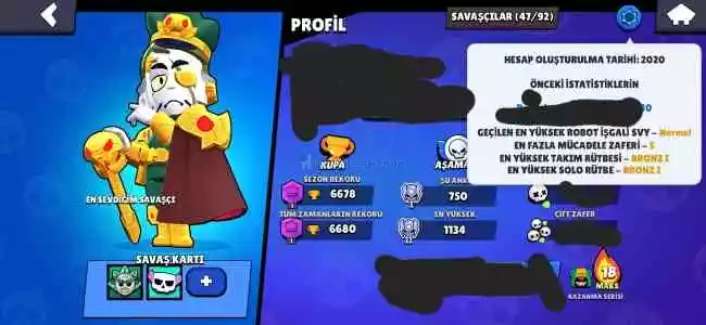 Brawl stars 6k 47 karakter 2020 yıldız shelly temiz orijinal hesap