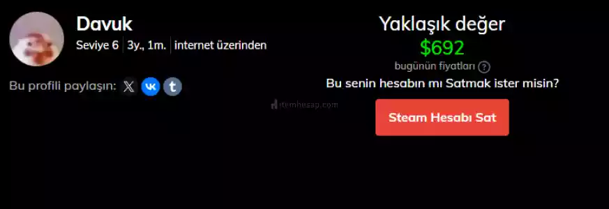 Steam Uyguna Efsane Hesap