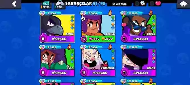 4 Yıllık Efsane Brawl Stars Hesabı – 200+ Kostüm – 45K Kupa