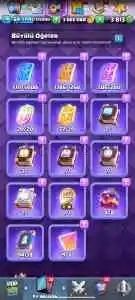 Dolu 11 k clash royel hesabı 3,8m altin 4 k taş vardır