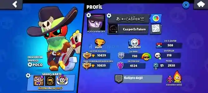 Brawl Stars 10k kupa hesap satımı