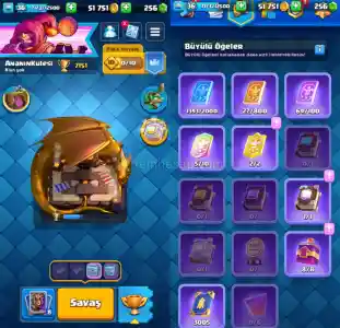 Clash Royale Tokmak Emoji - 117 Kart - 8 Evrim 7151 Kupa Hesap + BS Hediye