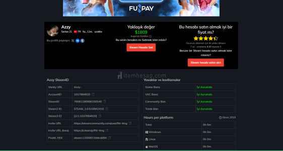 21 Seviye 141 Oyunlu Satılık Steam Hesabı