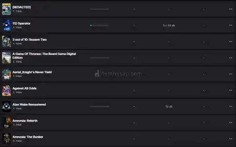 [TR]272 Oyun Epic Games Hesabı