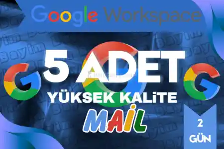 5 Adet Mail — Google Onayli — Workspace / Kullanım 2 Gün