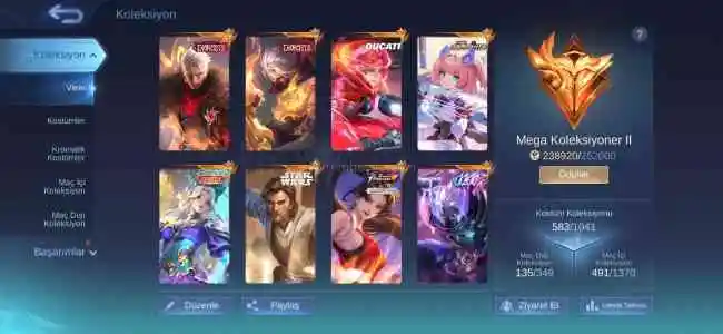 Mega II. 583 Kostüm x5 Legend x4 Koff x12 Luckybox ve Dahasi