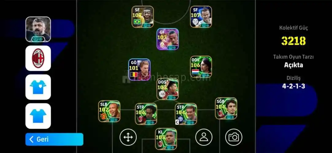 PES mobile 3218 kolektif güçlü hesap