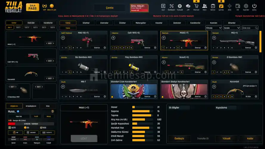 46 Level Zula hesabı