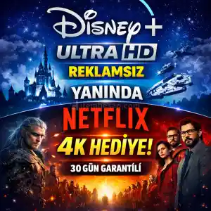 Disney+ 4K Ultrahd Reklamsız 1 Ay Garantili (TV ve diğer cihazlarınızda sorunsuz izleme) Netflix Hediyeli