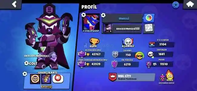 44k brawl stars hesabı 94 karakter +200 kostüm