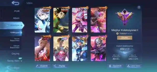 Kof+Sanrio+Hxh+Collector | 183 Skin TR ID