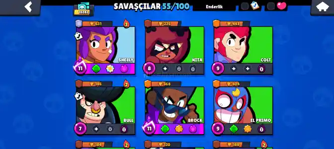 Brawl Stars Hesap Satılık | 13.282 Kupa | 55 Brawler | Uygun Fiyat