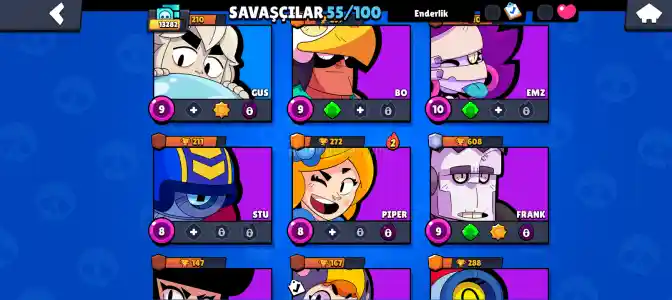 Brawl Stars Hesap Satılık | 13.282 Kupa | 55 Brawler | Uygun Fiyat