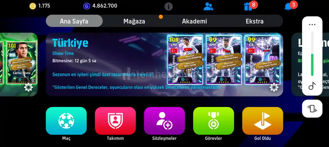 Satılık 1200 e football parası bulunan ve tüm Türk oyuncular bulunan hesap