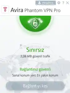 Avira Phantom Vpn Pro - 3 Aylık Hesap - Sınırsız Veri Trafiği