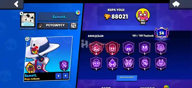 88k 473 skin total+ içinde 16bb coc vardır meteor 2dir 3 olmaya 2k kredi kalmıştır