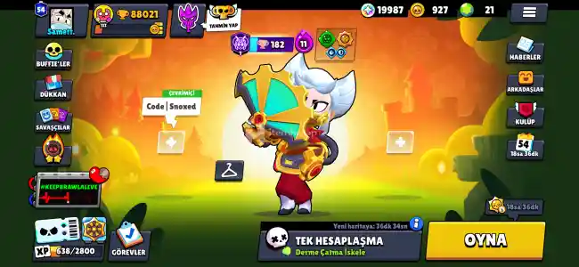 88k 473 skin total+ içinde 16bb coc vardır meteor 2dir 3 olmaya 2k kredi kalmıştır