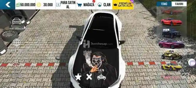 30 k coin, 50m para ve caravan vb. paralı araçlar var