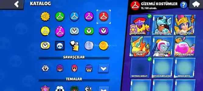 İlk sahibinden bs hesabı 68k 260 dan fazla kostüm ve ek olarak cr(clash royale)hesabı 10800 gibi kupası var