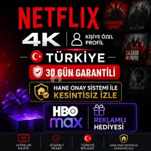 Netflix 4K Uhd Kişiye Özel (Profil) Oto Teslimat (Anlık Hane Onayı TV, PC, Tel vb)