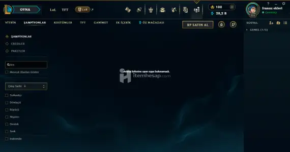 TR Full Champ 2 Ultimate Prestijli LoL Hesabı