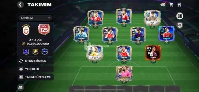 125 Gen Mükemmel Kadro EA FC Mobile Hesabi
