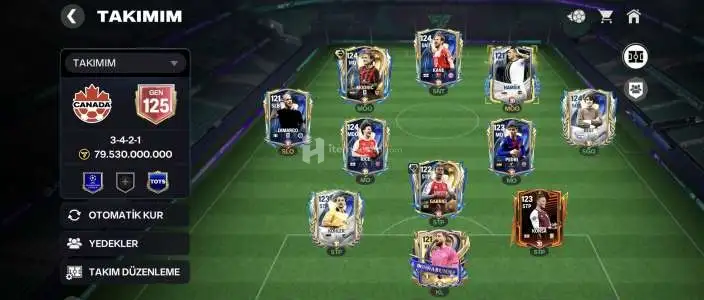 125 Gen Mükemmel Kadro EA FC Mobile Hesabi