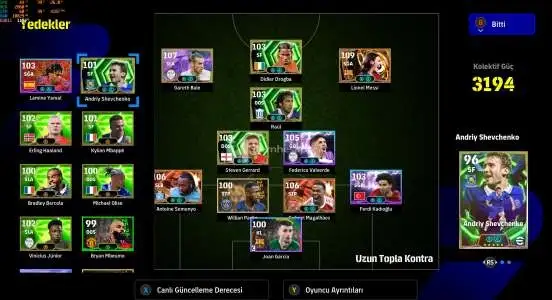 110 Messi 107 Bale Bombaci Hesap