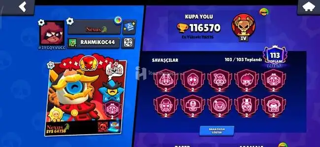 116 k tertemiz hesap ilana yeni eklendi mekalar var 56 karakter 11 , 113 prestij , 7X efsanevi