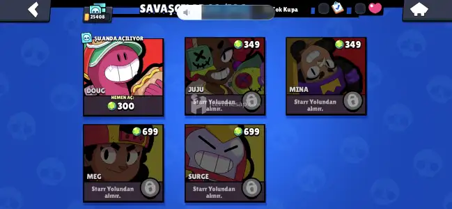 2 Brawl pass açılmış ( 1 i Plus ) 25 k kupa hesap