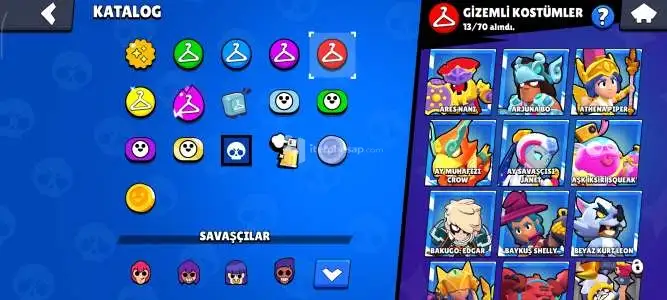 Brawl Stars 233 Kostümlü 30.6k Kupalı Hesap