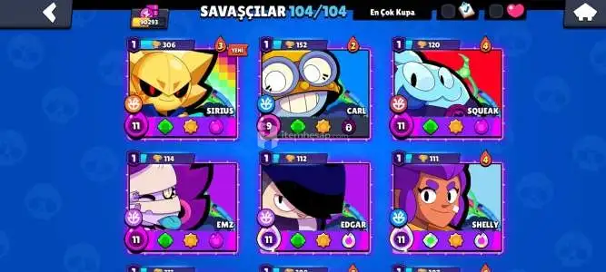 100K+ kupa Güneş 2 Şöhretli Fiyat Performans Hesabı Full Karakter Açik+Brawl plus paketi,Sürekli Güncelleniyor.