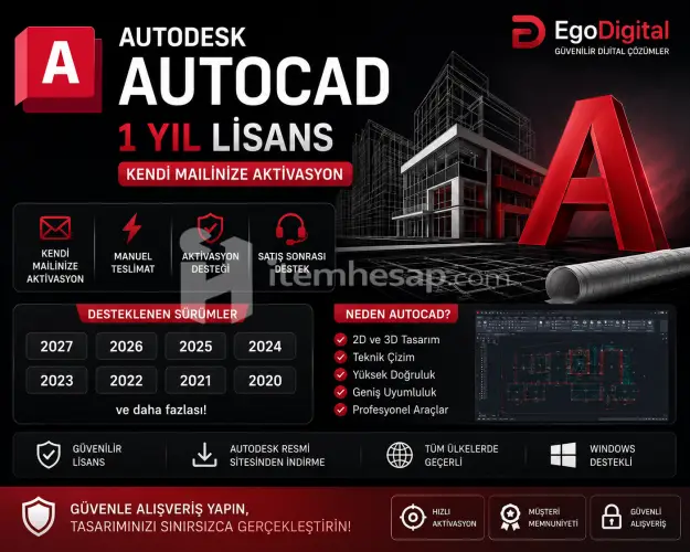 Autodesk AutoCAD - 1Yıl - Kendi Mailinize