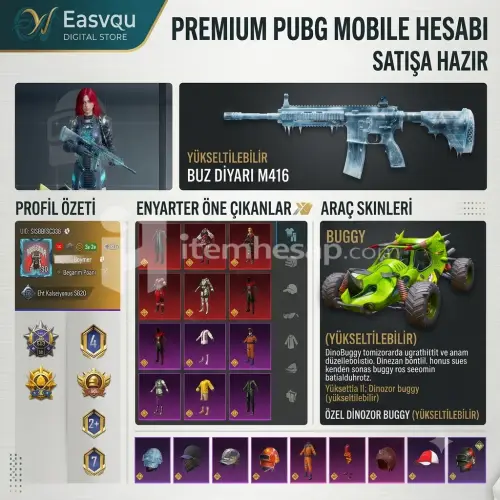 Dolu Pubg Mobile Hesabı | Buz Diyarı M416 + Godzilla/Naruto Setleri | 5820 Başarım