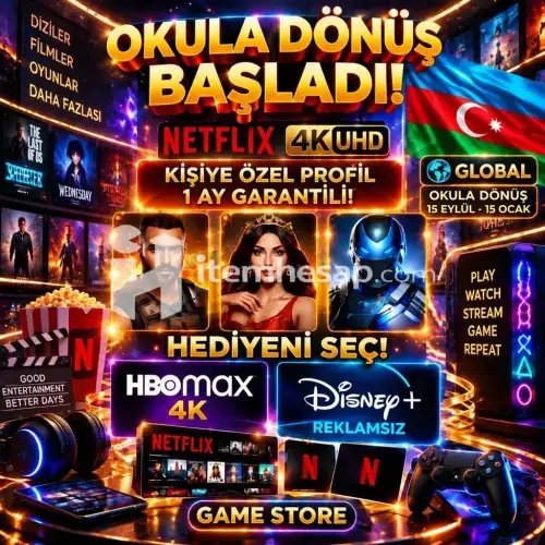 ⭐Global⭐OKULA Dönüş Başladi!⭐ Netflix 4K Uhd 30 Gün Garanti Kişiye Özel TV Onaylı